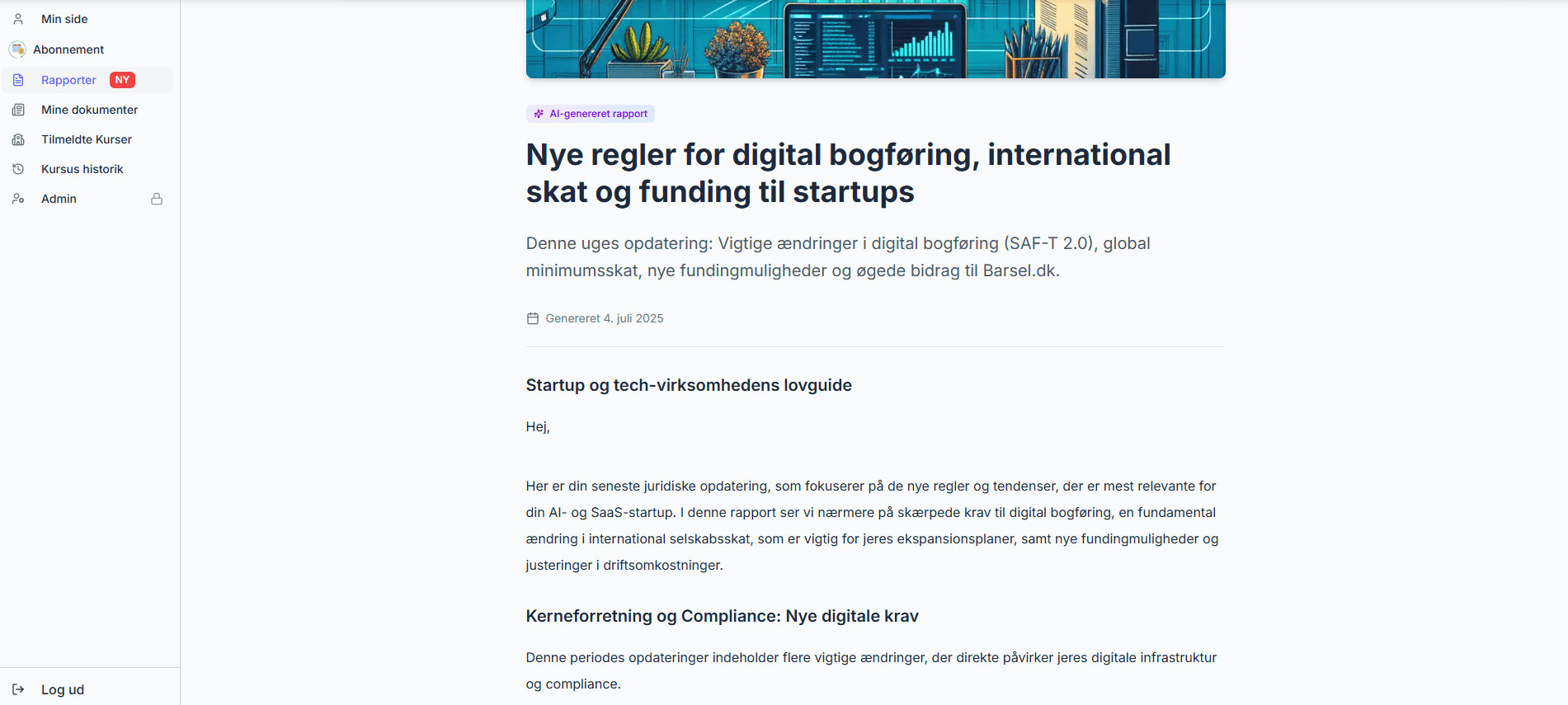 Eksempel på genereret rapport