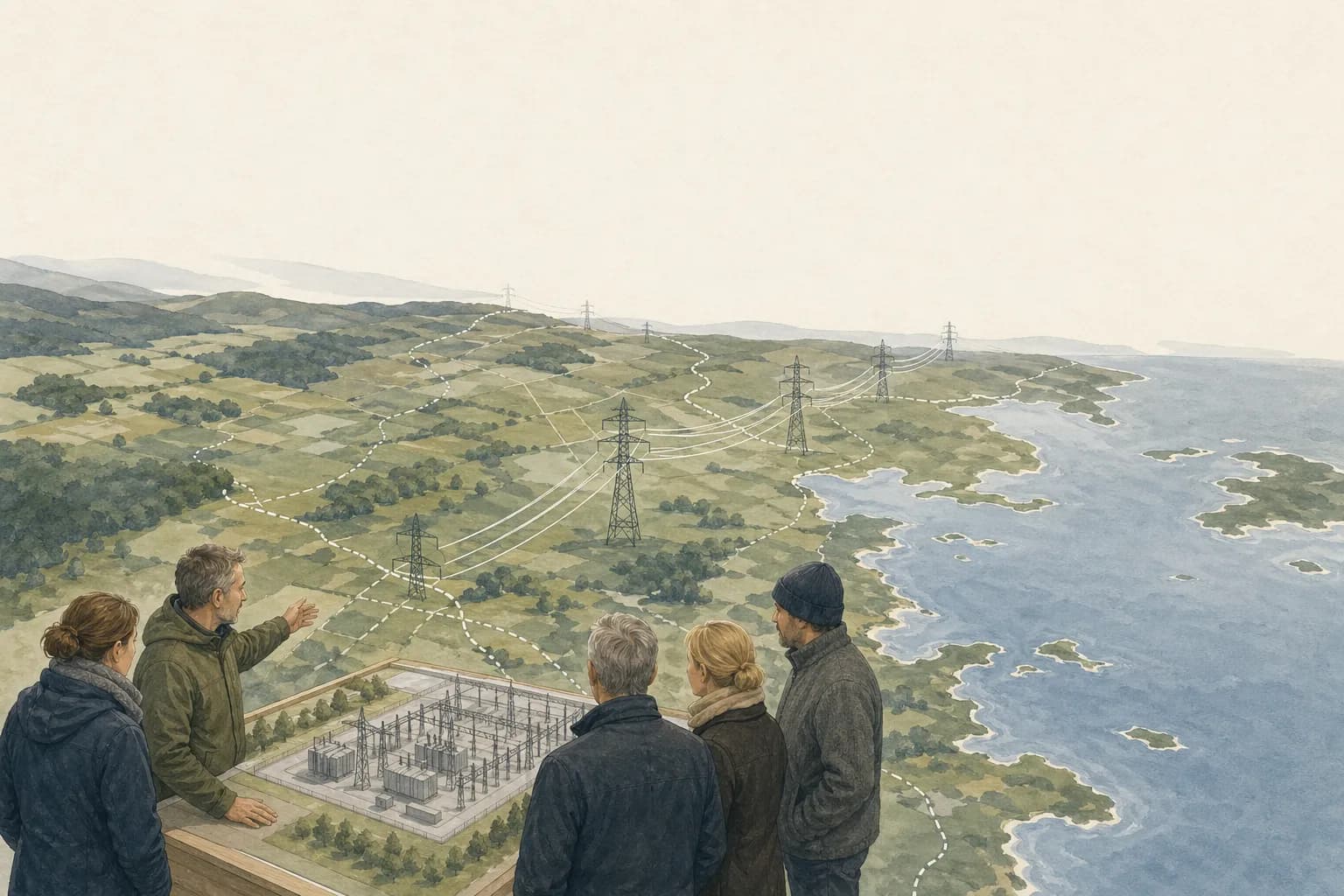 Energinet inviterer til borgermøder om den nye 400 kV-elforbindelse mellem Aarhus og Aabenraa.