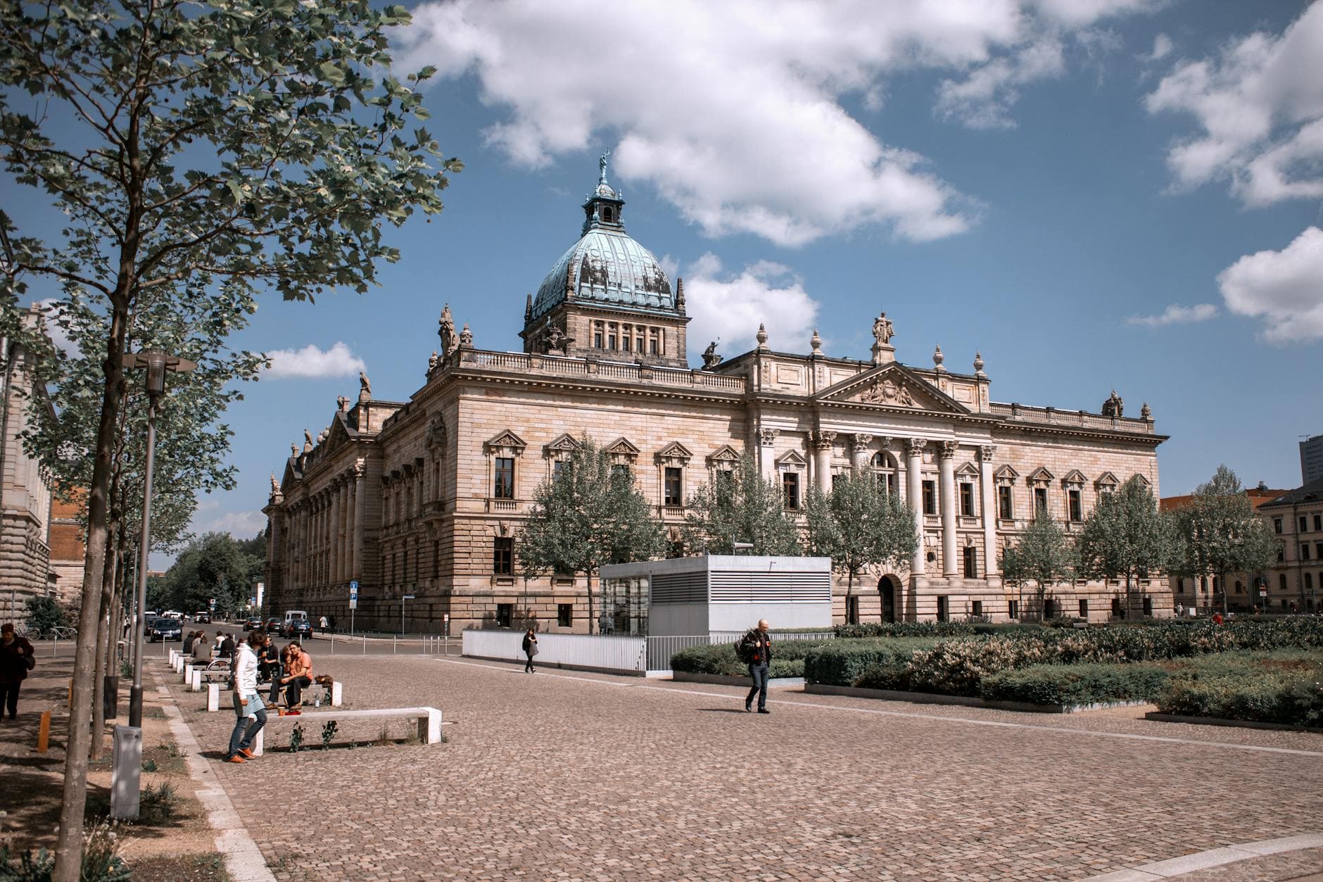Historic Federal Administrative Court building in Leipzig, Germany captured on a sunny day.