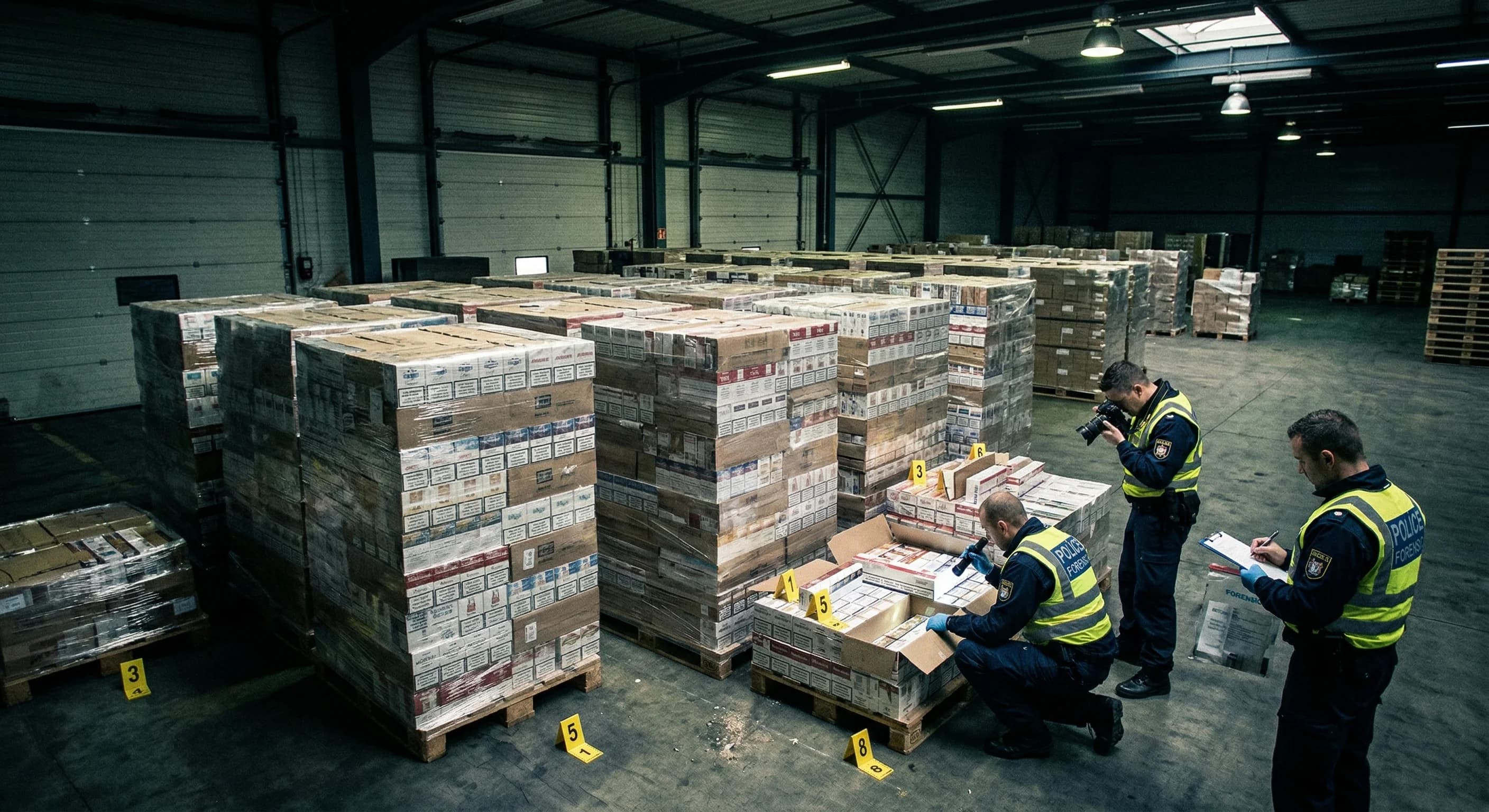 Beslaglagte cigaretter fra international smuglerring skjult i containere med falske dobbeltbunde.
