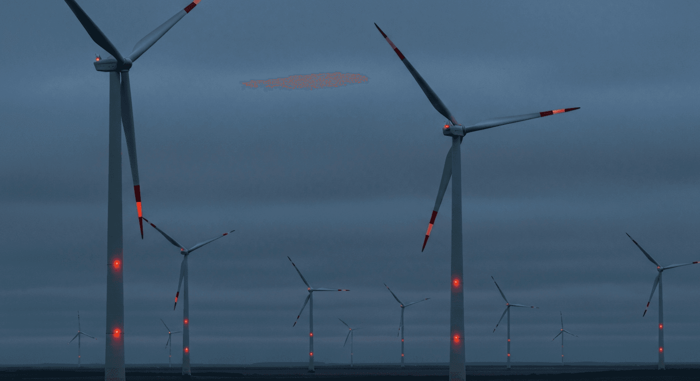 Vindmøller og energiparker skal lysmarkeres for at sikre luftfarten i mørke