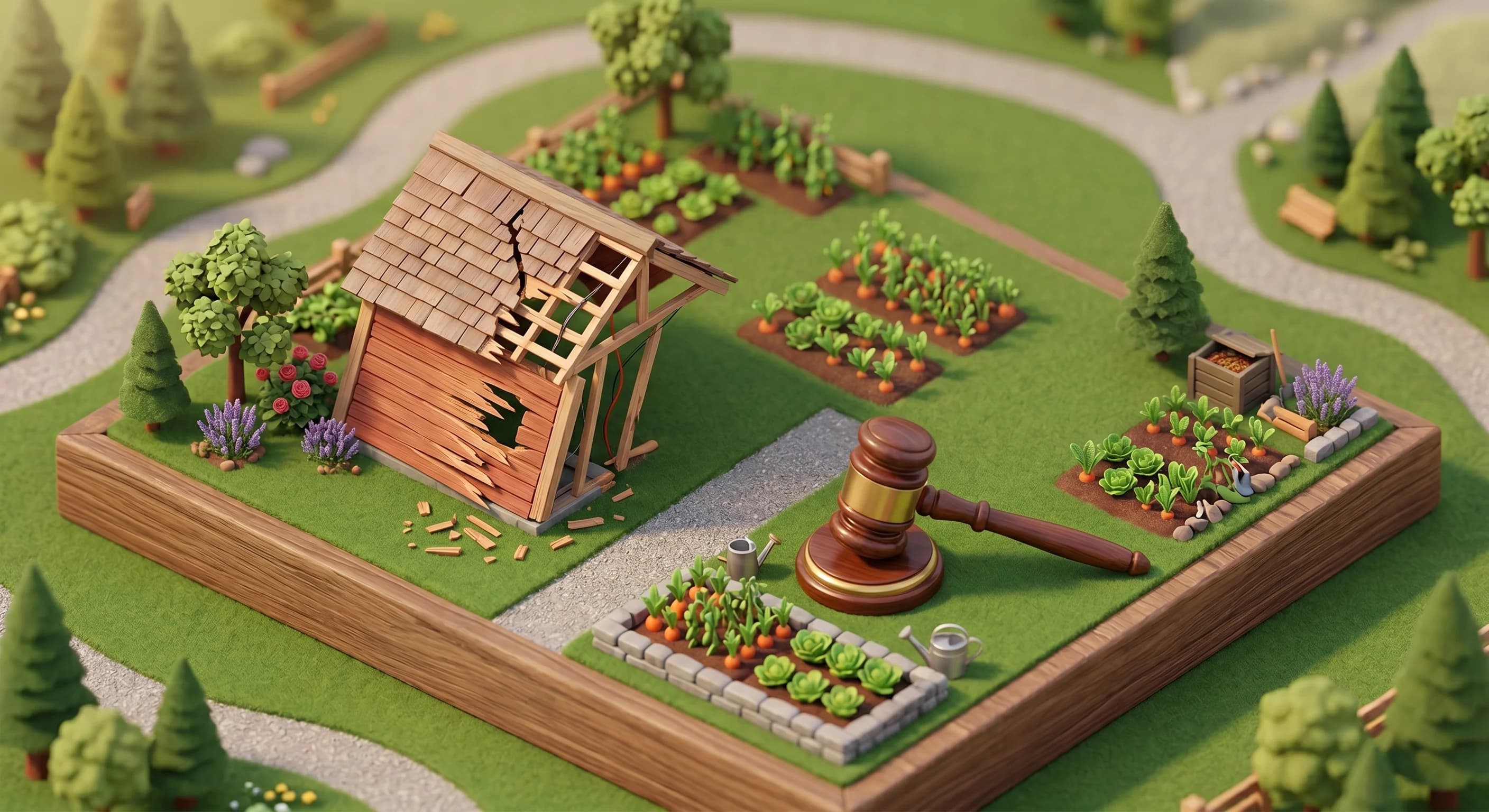 Luftfoto fra droneoverflyvning af kolonihaveområde