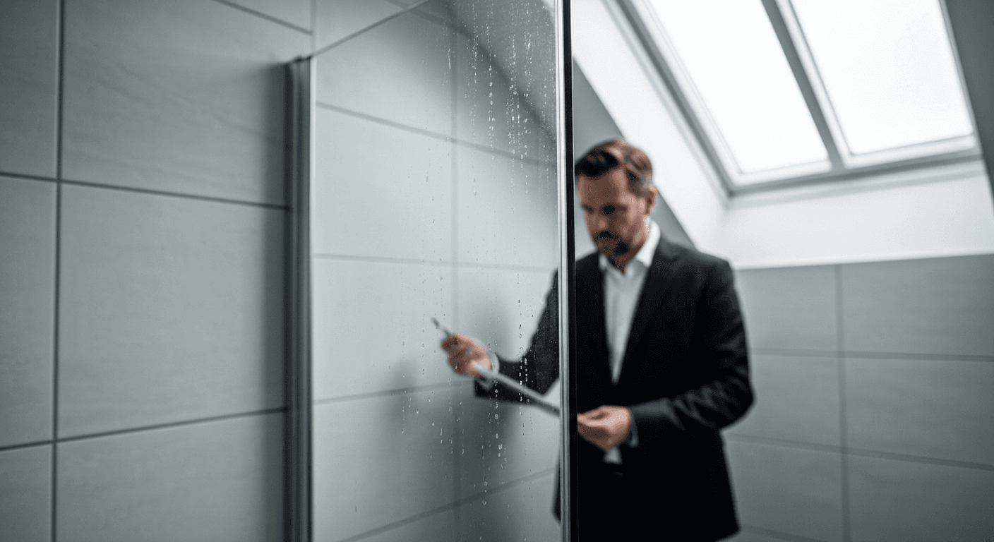 Kalkaflejringer i brusekabinen vurderes ofte som rengøringsstandard fremfor misligholdelse