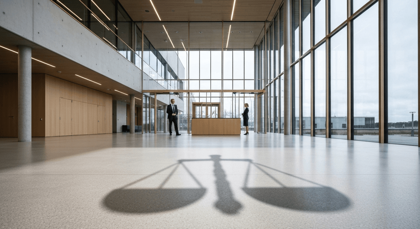 Juridiske dokumenter og en dommerhammer symboliserer de nye tendenser i retspraksis