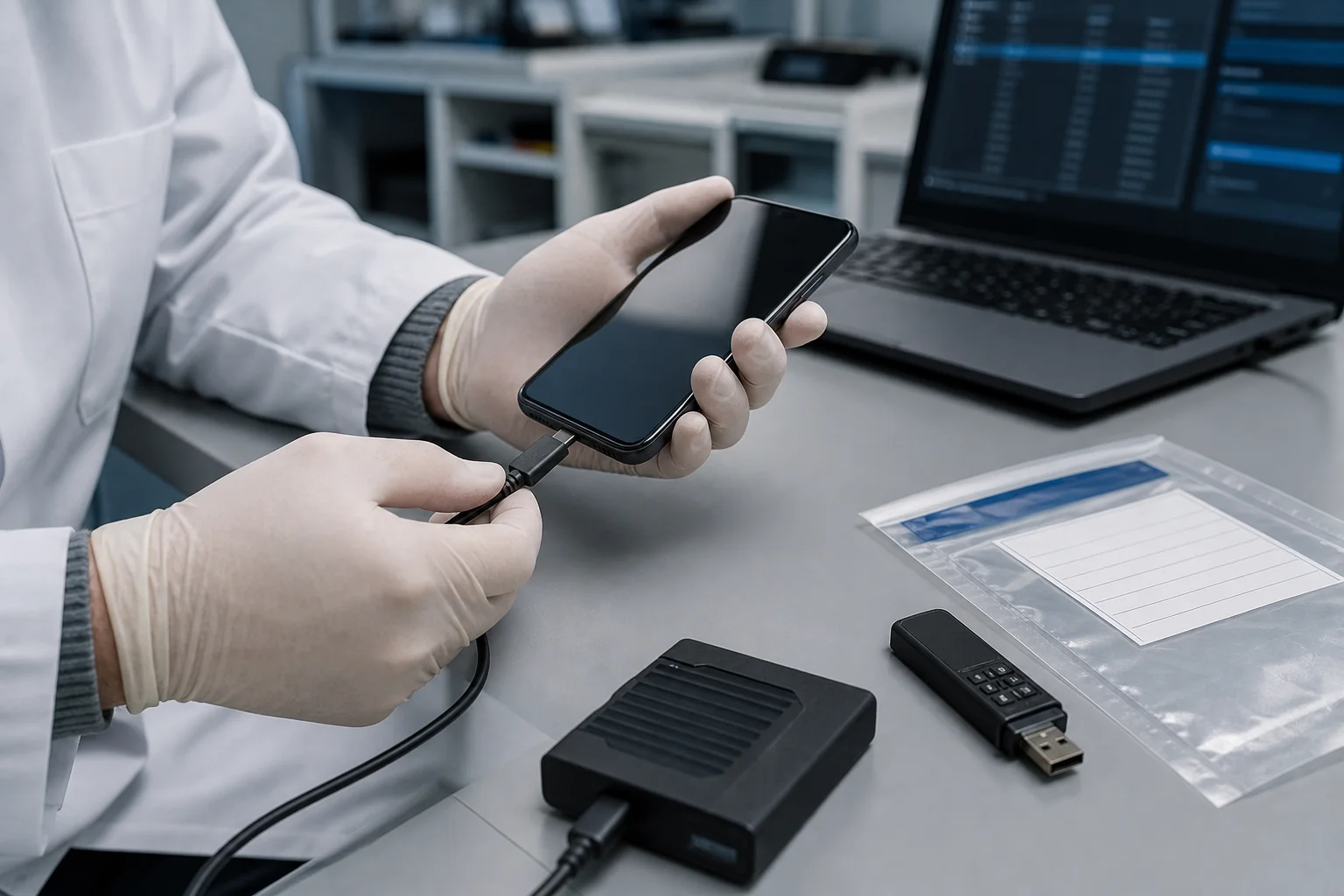 Politiets sikring og kopiering af digitalt bevismateriale fra mobiltelefoner.