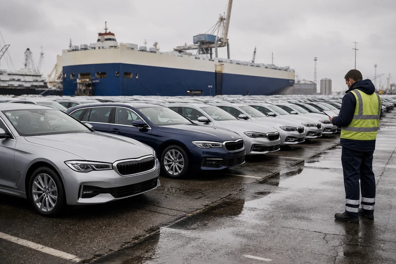 Biler parkeret ved en portugisisk bilforhandler under sag om transfer pricing.